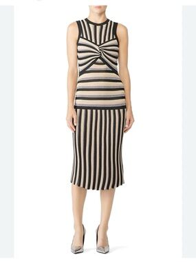 Tabula Rasa Striped Black and Cream Sleeveless Dress